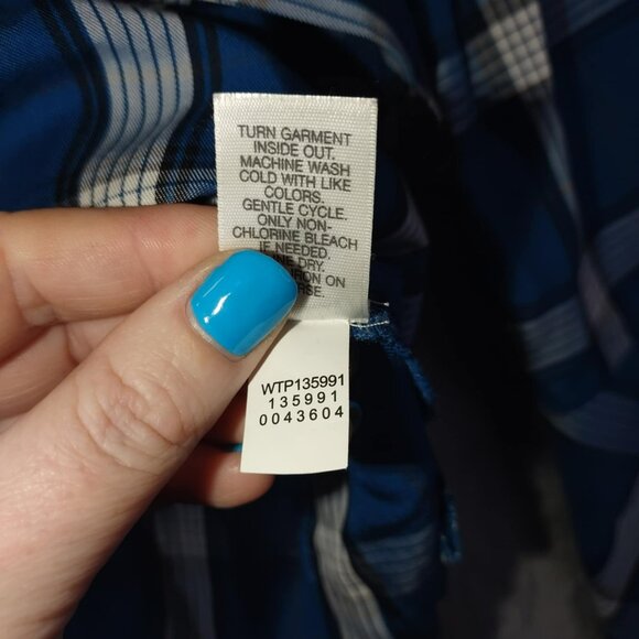 J. Jill Women M Blue Plaid Atlantic Plaid Timeless Tartan Vibe Relaxed Comfy Top - Picture 11 of 12